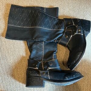 NEW PATRON by Parugia rustic distressed black tall boots size 6